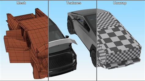 2024 Tesla Cybertruck with Lights On Rigged for Maya 3D | 3D Molier ...