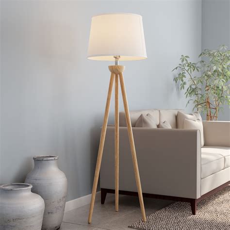 Lavish Home Tripod Floor Lamp – 58 inch LED Standing Light with Oak ...