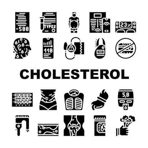Cholesterol z nadwagą kolekcja ikony zestaw wektor cholesterol z ...