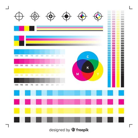 Cmyk calibration element collection | Free Vector