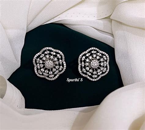 Flower American Diamond Earrings - DE005 – Spurthi Jewels