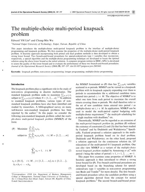 Image result for Multiple Knapsack Problem