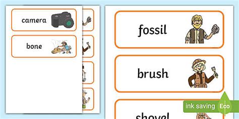 Fossil Hunter Role Play Labels