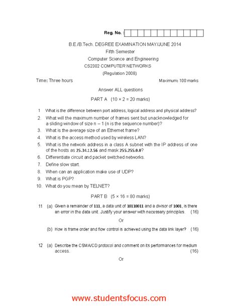 Prev qp-1 - question paper - Reg. No. : B.E./B. DEGREE EXAMINATION MAY ...