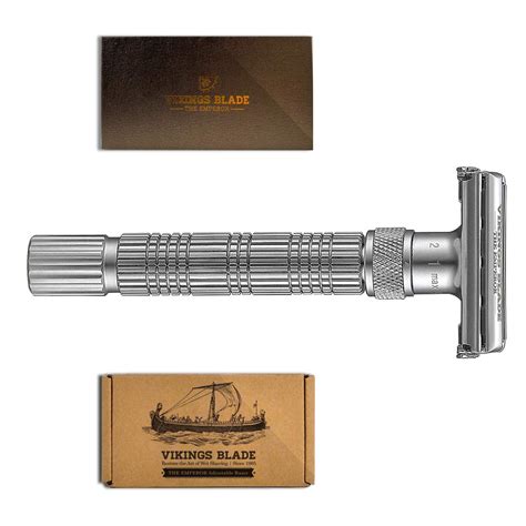 VIKINGS BLADE The Emperor Adjustable Safety Razor (Frosted Chrome ...