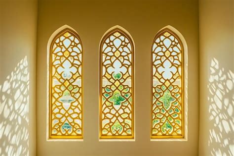 3d arabic window with gold and bronze lattice screens | Premium AI ...