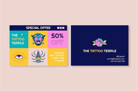 Nowoczesny fajny bon upominkowy na tatuaż | Darmowy wektor