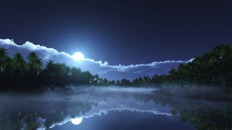 Serene Moonlit 3D Art: HD Wallpaper for Tranquil Escapes