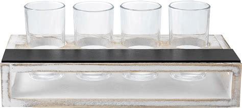 Buy MyGift Vintage Whitewashed Solid Wood Beer Flight Board, Sampler ...