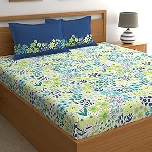 Buy Home Ecstasy 100% Cotton Double Bedsheet with 2 Pillow Covers ...