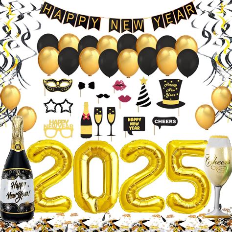 Buy New Year's Eve Decoration 2025 XXL Set, Happy New Year Banner, 2025 ...