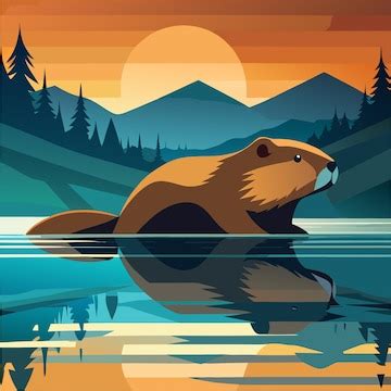 Beaver swimming flat vector | Premium AI-generated vector