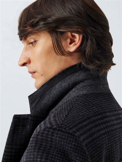 John Lewis Double Breasted Check Wool Blend Overcoat