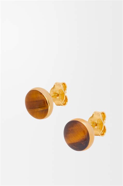 Anagram Pebble stud earrings in sterling silver Gold - LOEWE