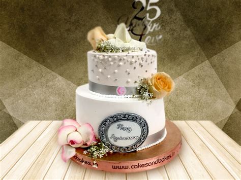 25th wedding Anniversary Cakes in Kolkata | Order 25th Anniversary ...