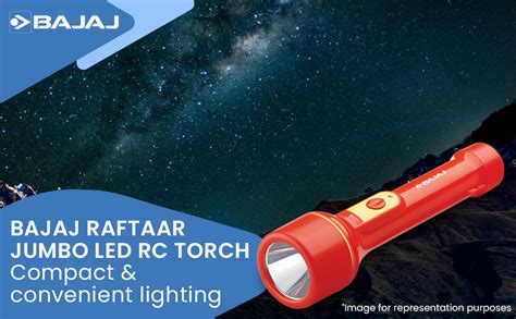 Bajaj Raftaar Jumbo LED RC Torch | Upto 4 Hrs Backup | 3 Mode Switch ...