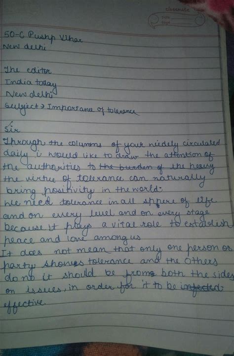 Write a letter to the editor highlighting the importance of tolerance ...