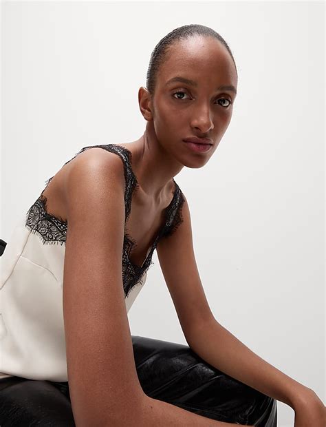 Buy Satin Lace Detail Cami Top at Marks & Spencer