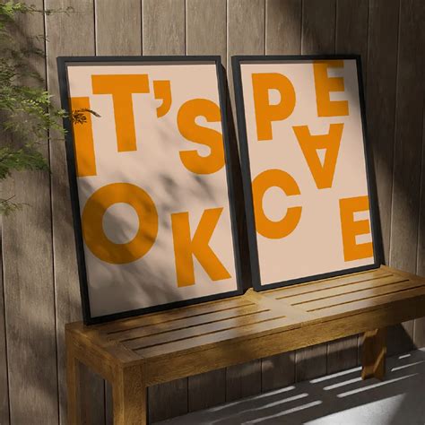 Framed Wall Art Painting Set of 2 on Canvas, Titled: Peace ...