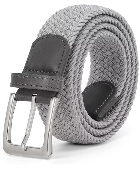 JASGOOD Men Woven Stretch Braided Elastic Belt, Gray, Casual Golf Belt ...