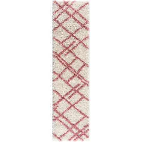 LBaiet Malibu 2 x 8 (ft) Loomed Polyester Pink Rectangular Indoor ...