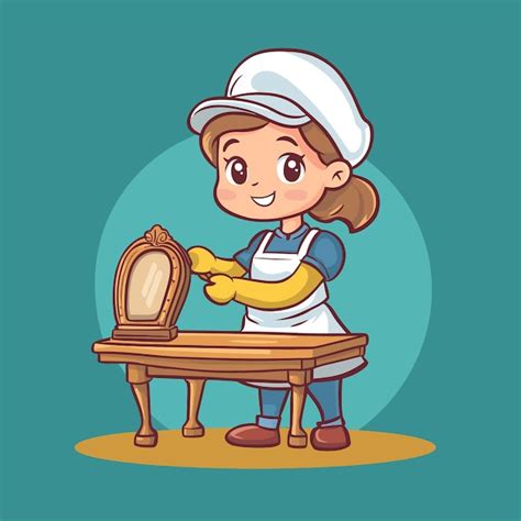 Cute restorer refurbishing antiques cartoon vector | Premium AI ...