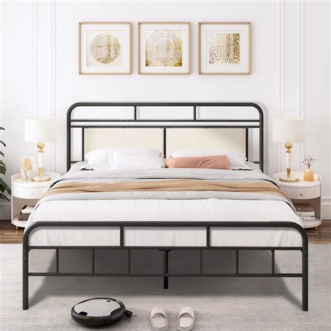 Buy SYNGAR Queen Platform Metal Bed Frame with Vintage Headboard and ...