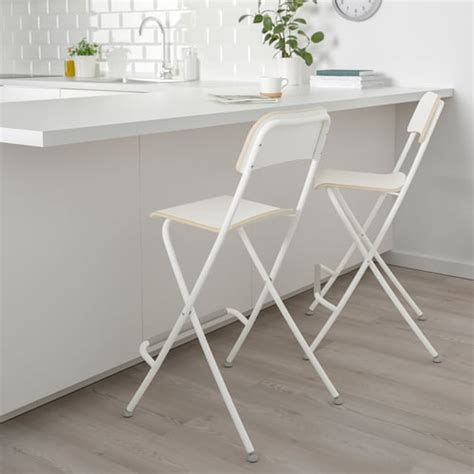 FRANKLIN bar stool with backrest, foldable, counter height white/white ...