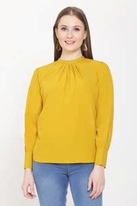Shiva Trends Casual Puff Sleeve Solid Women Yellow Top - Buy Shiva ...