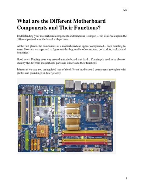 What Are The Different Motherboard Components and Their Functions | PDF ...