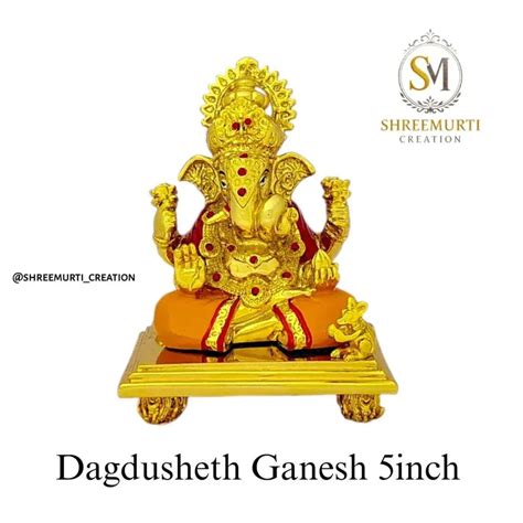 Dagdusheth Ganesh Idol Gold Plated Wholesale Pune | Shreemurti Creation ...