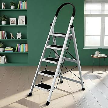 Plantex Ladder for Home 5 Steps/Foldable Ladder with Anti-Skid Wide ...