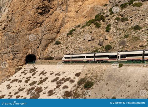 Spanish High-speed Train Passing through the Tunnel of the Steep and ...