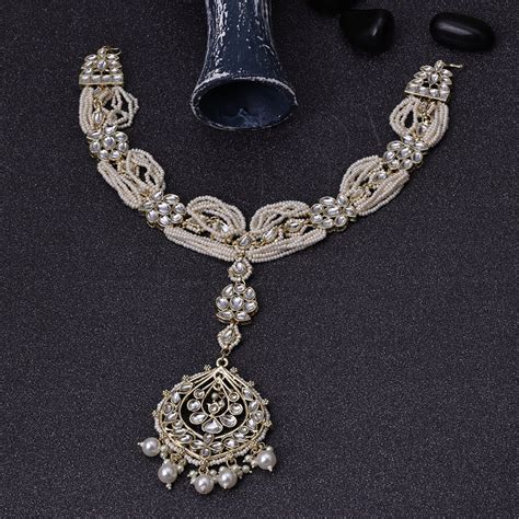 Sukkhi Lovely White Gold Plated Pearl Ethnic Shishphool For Women ...