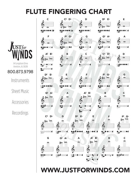 Free Printable Flute Fingering Charts [PDF] High Notes For Beginners