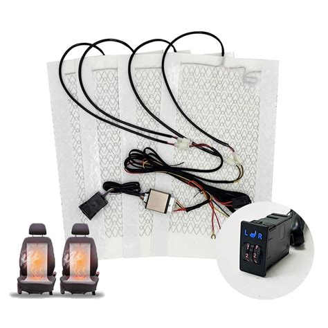 Universal Built-in Car Seat Heater Kit Fit 2 Seats 12V Carbon Fiber Heating Pads W 5 Levels ...