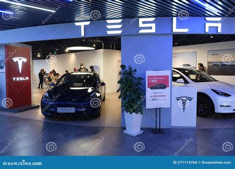 A Tesla Model X in its store in Shanghai.