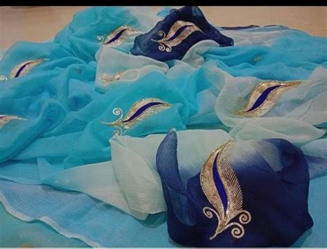 Royal Blue Feather Saree – miraahe.com