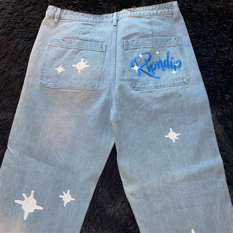 RIPNDIP sprinkles Wide Leg Blue Denim Jeans. The... - Depop