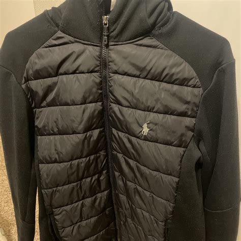 Black polo jacket, used good condition, 1 pocket... - Depop