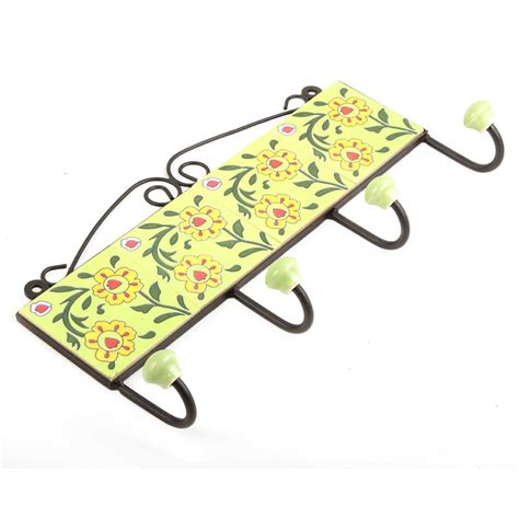 Lime Green Yellow Sunflower Tiles Hooks