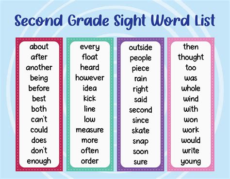 Second Grade Sight Words - 10 Free PDF Printables | Printablee