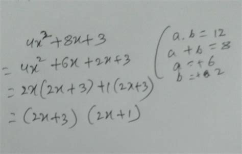 factorise [tex]4x {}^{2} + 8x + 3[/tex] - Brainly.in