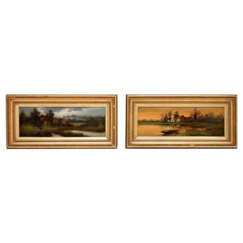 Pair of Antique Landscape Oil Paintings by J. C Jonas at 1stDibs