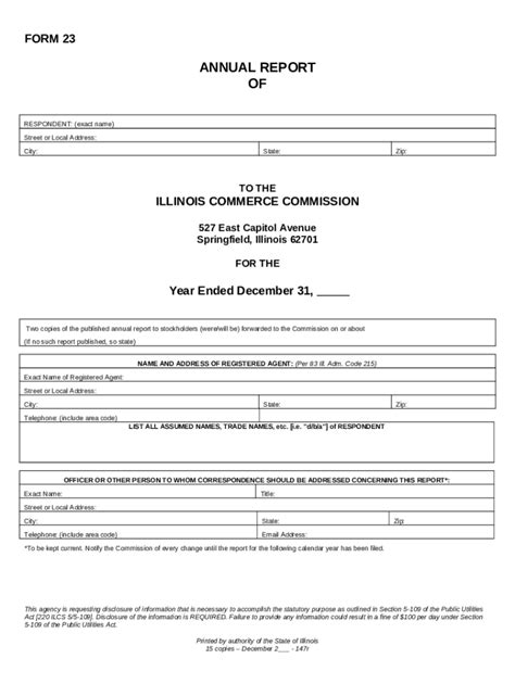 Cover sheet for Illinois Annual Report Doc Template | pdfFiller