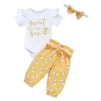 Buy Infant Baby Girl Bumble bee Clothes Letter Print Romper Honey Bees ...