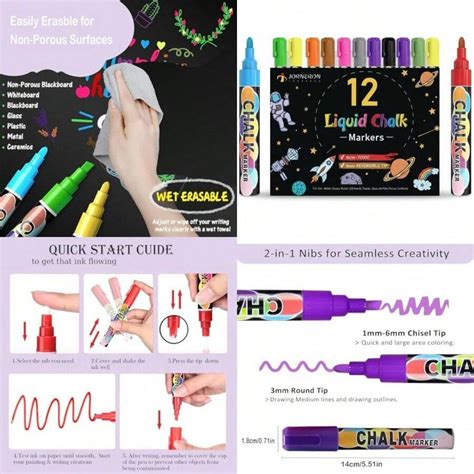 Ml 12 Units And 6 Mm Liquid Chalk Markers For Chalkboards, Glass ...