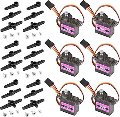 MG90S Micro Servo Motor Pack of 6 High Torque Metal Gear 180 Degree ...