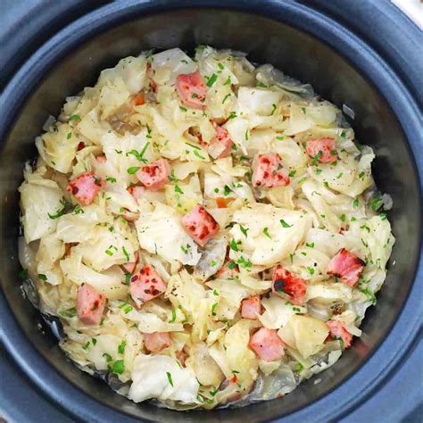 Slow Cooker Cabbage and Ham - Sweet and Savory Meals