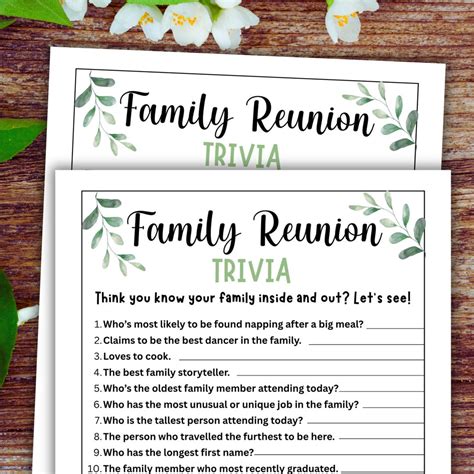Family Reunion Trivia Game, Family Trivia, Games for Reunion, Family ...
